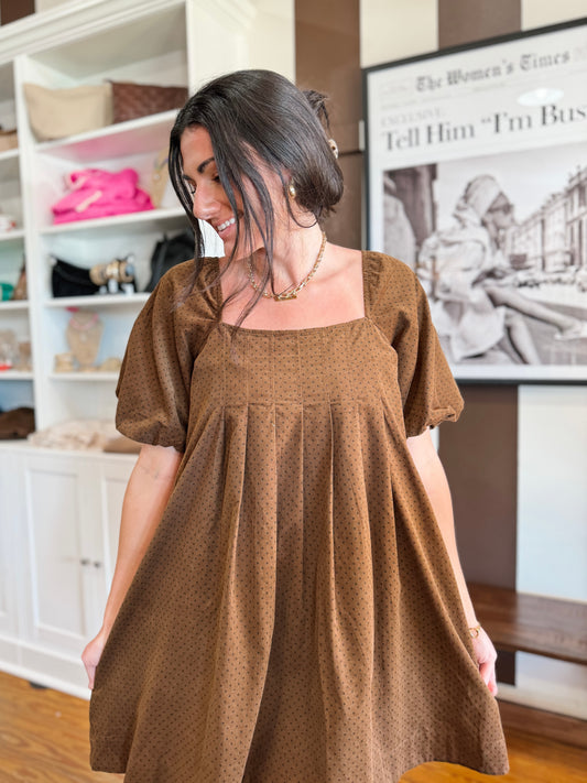 Camel Polka Dot Dress