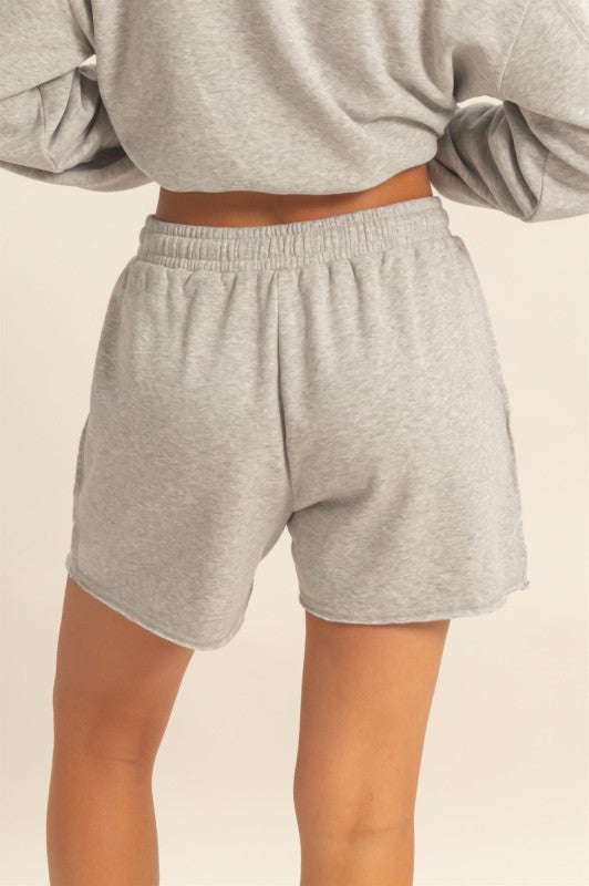 Heather Grey Raw Hem Shorts