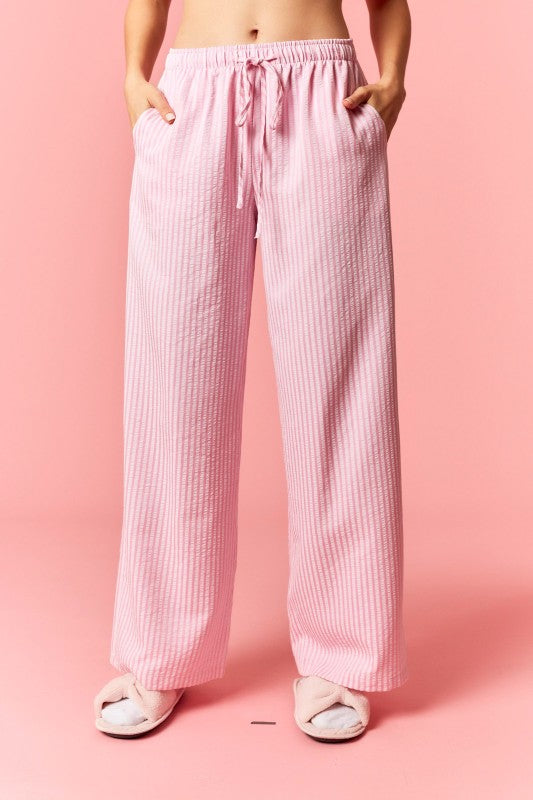 Pink Striped Seer Sucker Pant
