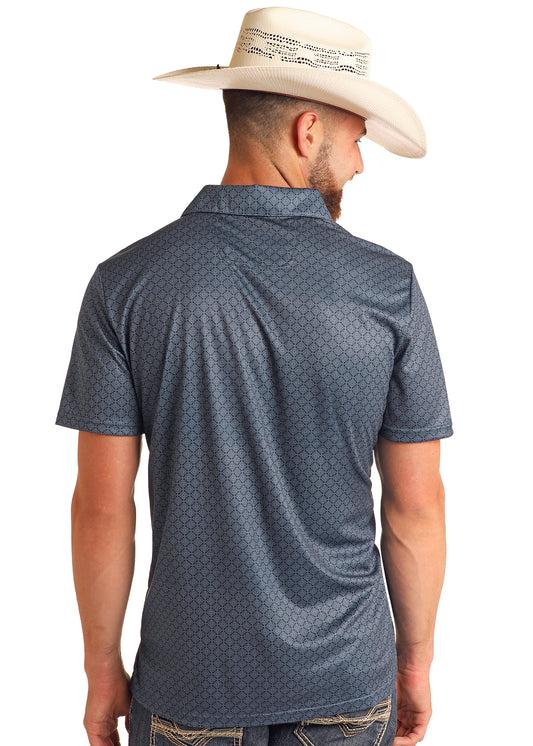 Navy Geo Printed Polo