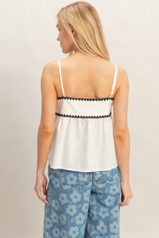 White & Black Contrast Top