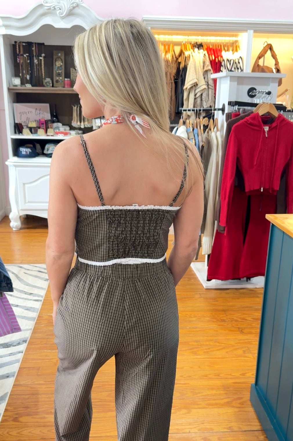 Black Plaid Lace Set