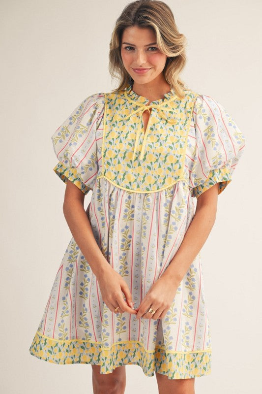 Lemony Blue Floral Dress