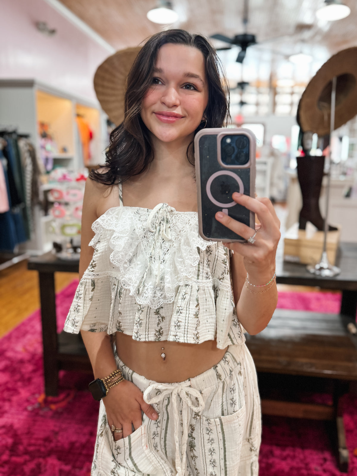 Ivory Sage Floral Top