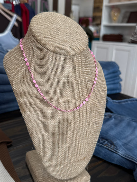 Bling Pink Disk Chain Choker