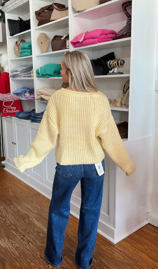 Butter Yellow Boat Neck Sweater