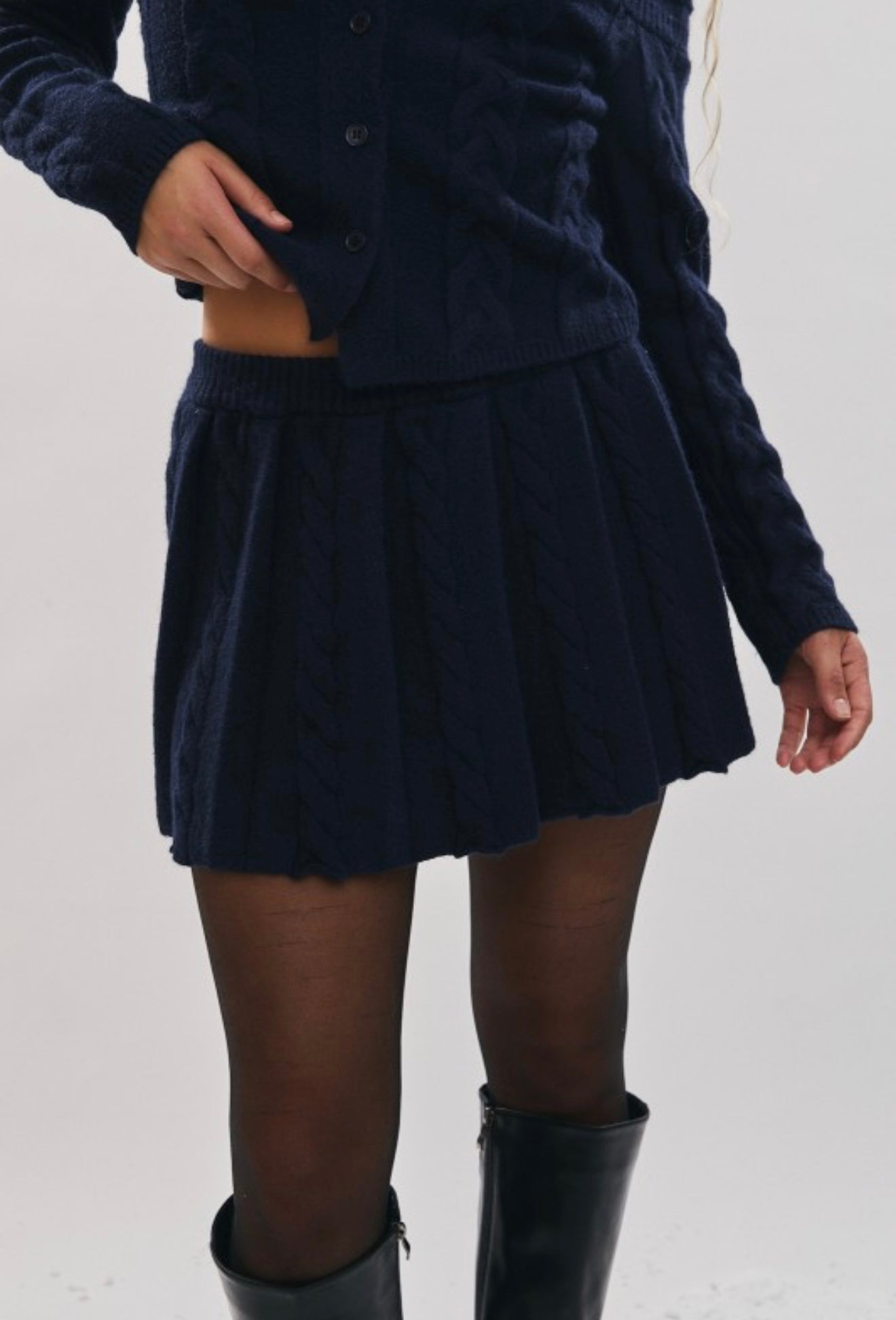Navy Cable Knit Skirt
