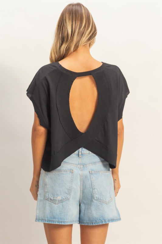 Black Cross Back Top