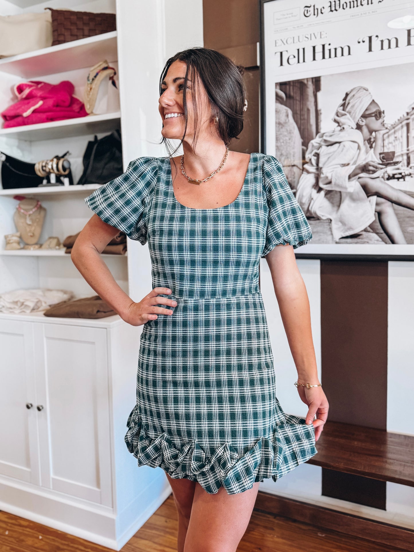 Hunter Green Plaid Dress