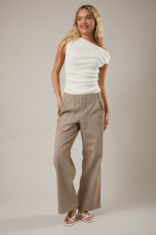 Chocolate Stripe Wide Leg Pant