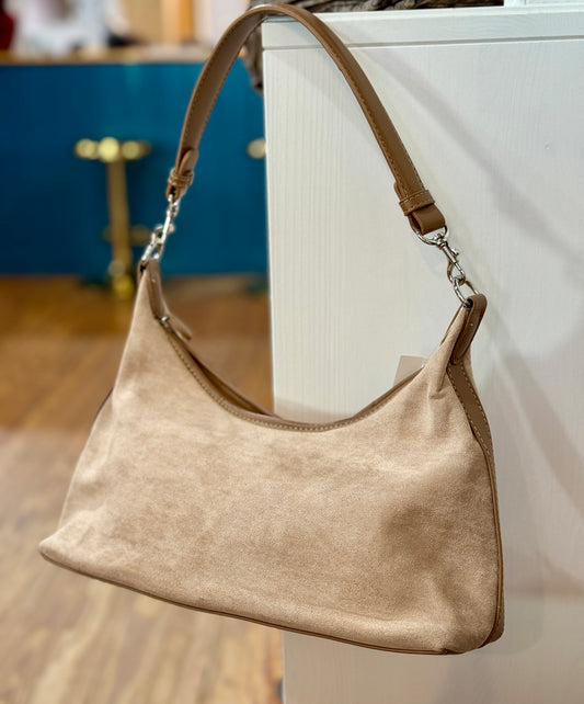 Taupe Suede Shoulder Bag