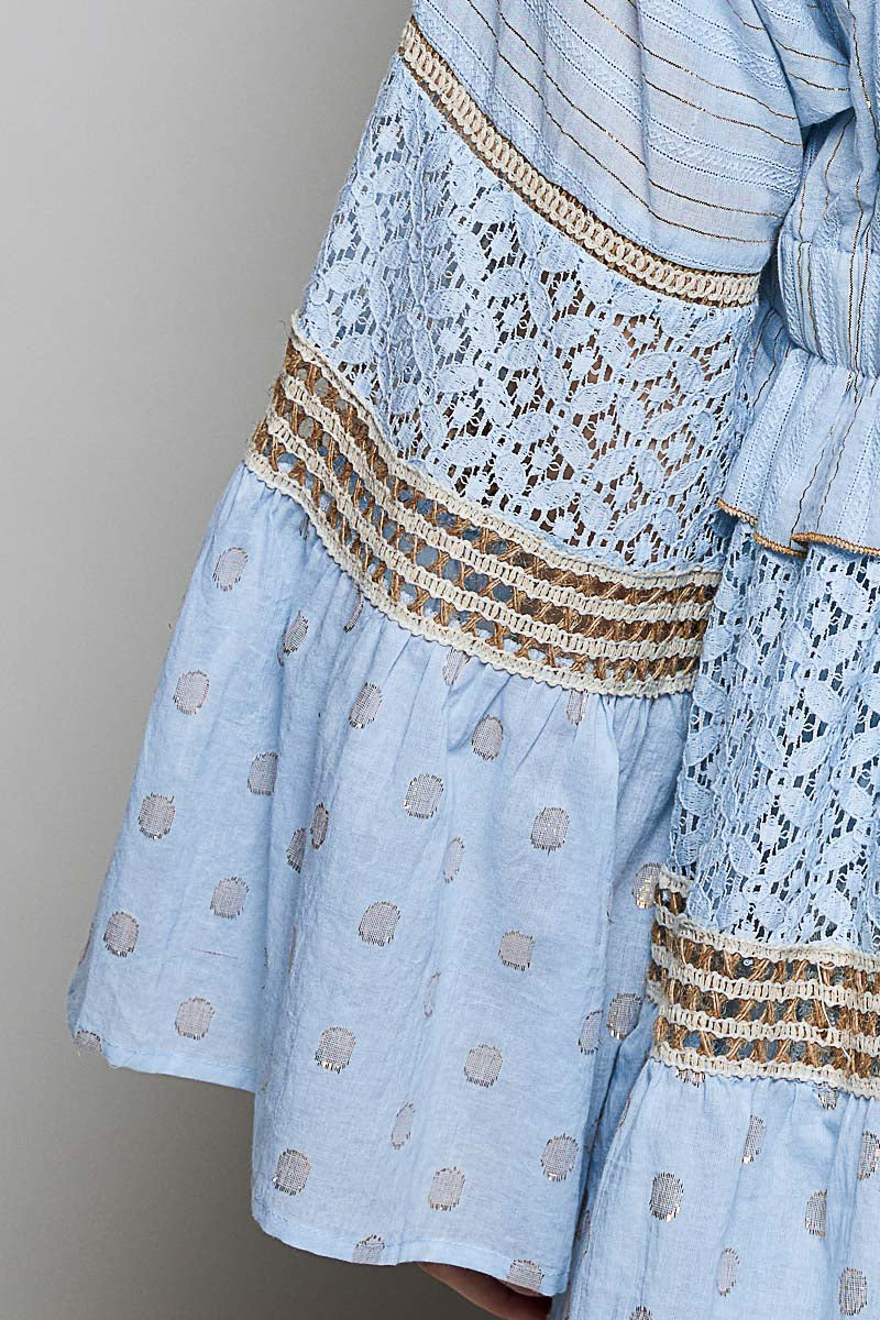 Pale Blue Shell Kimono Cover Dress