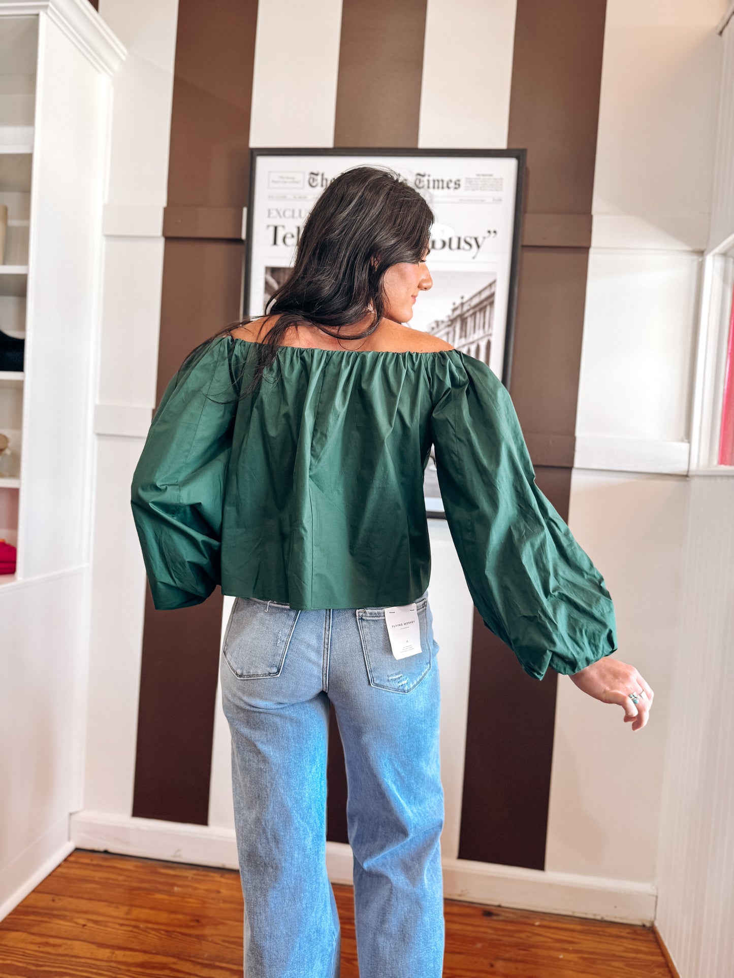 Hunter Green Off Shoulder Top