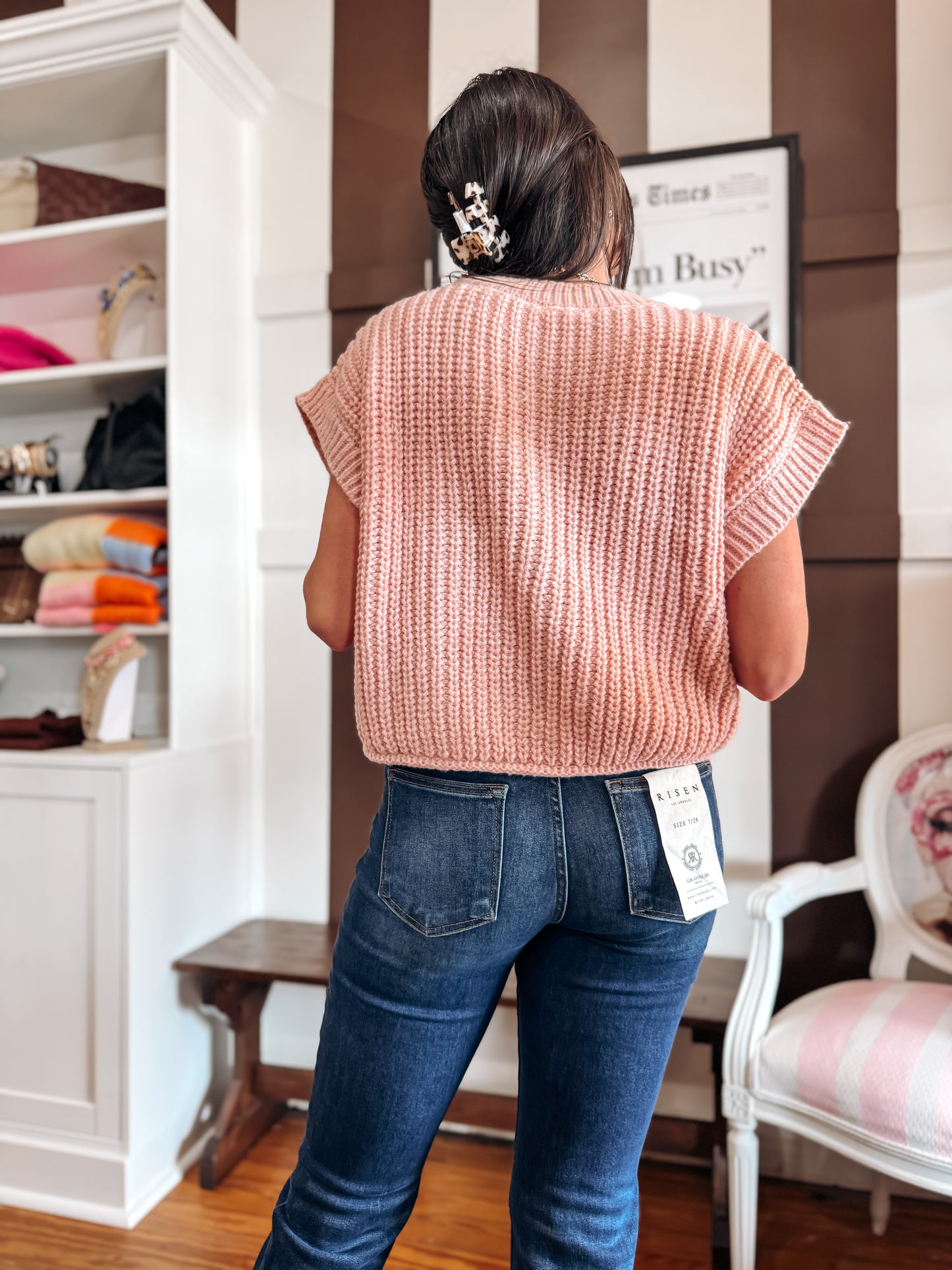 Pink Chunky Short Sleeve Cardigan