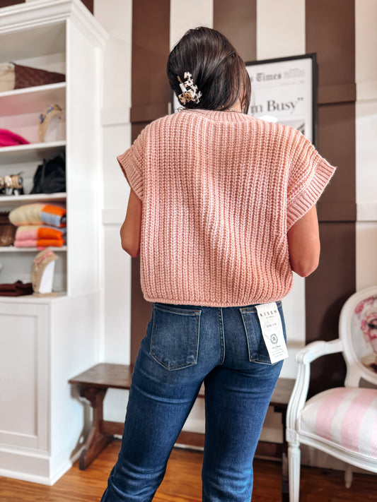 Pink Chunky Short Sleeve Cardigan