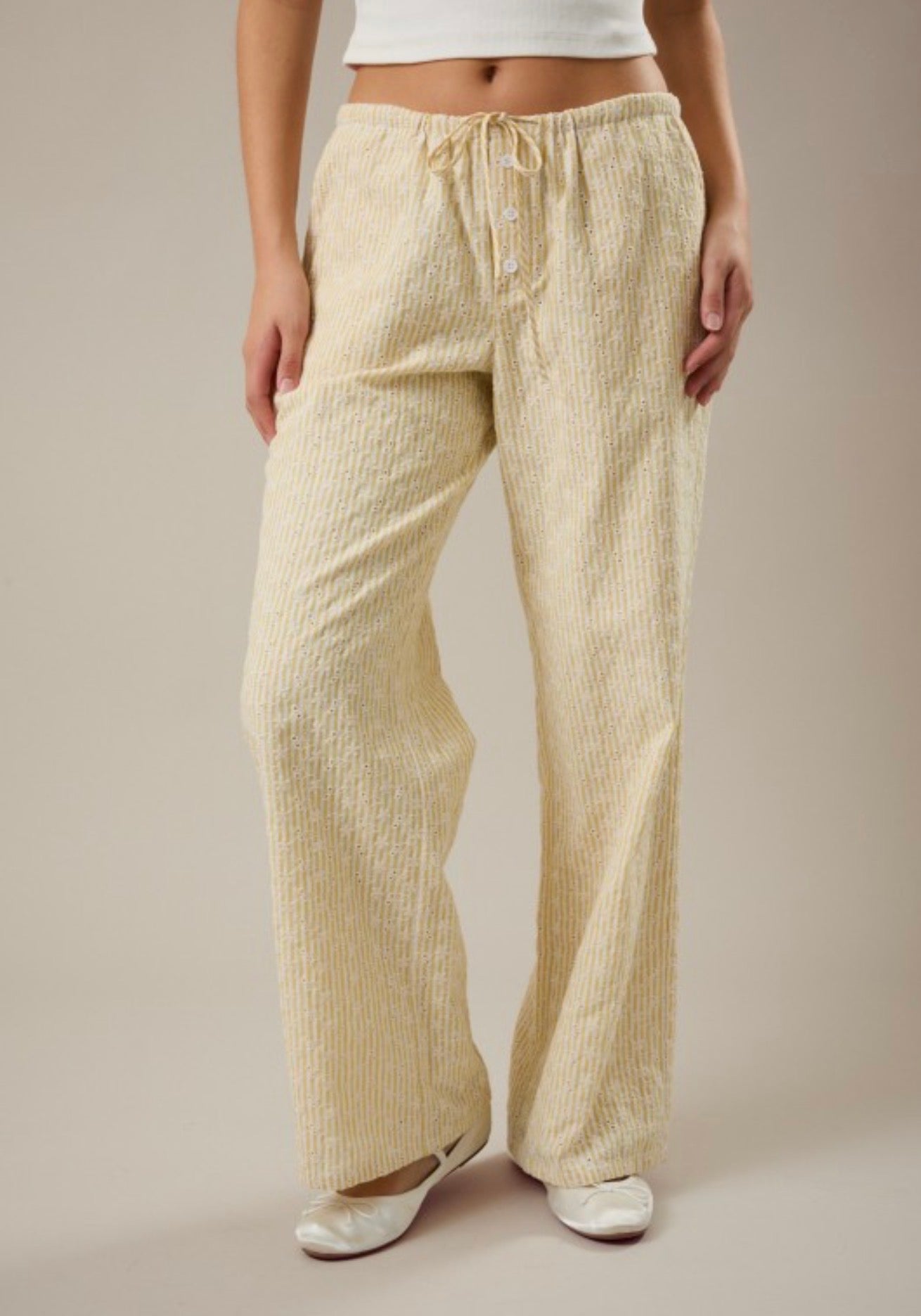 Yellow Stripe Low Rise Pant