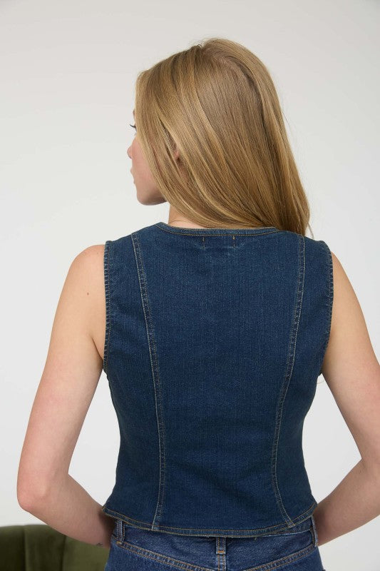 Dark Wash Denim Vest