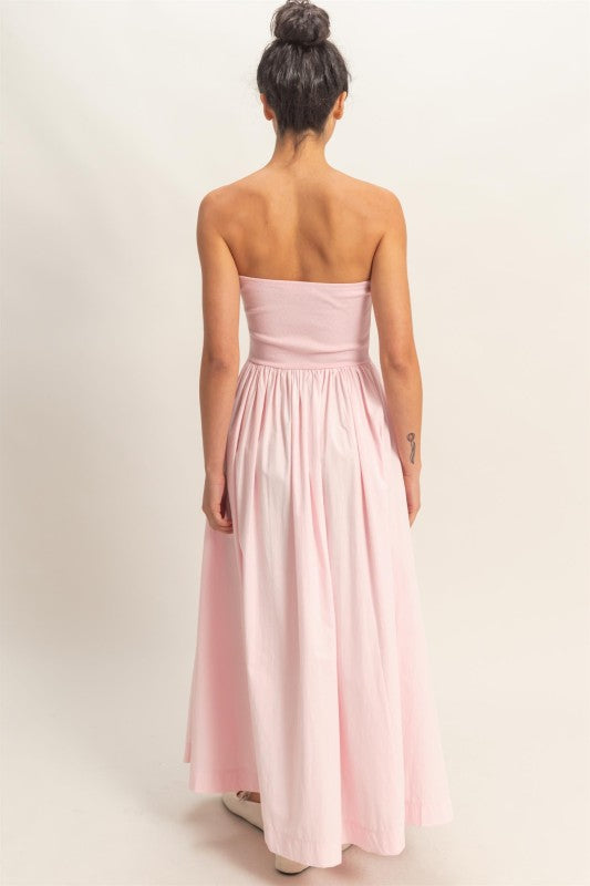 Pink Strapless Cotton Dress
