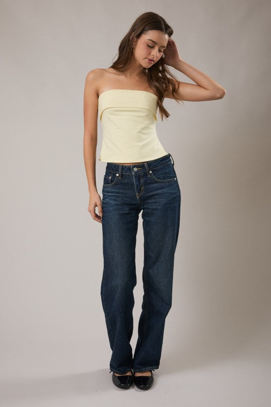 Butter Strapless Fold Over Tube Top