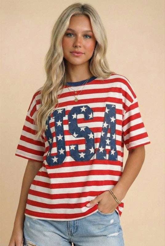USA Relaxed Stripe Tee