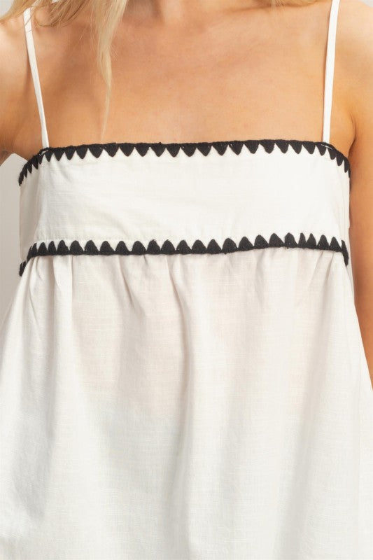 White & Black Contrast Top