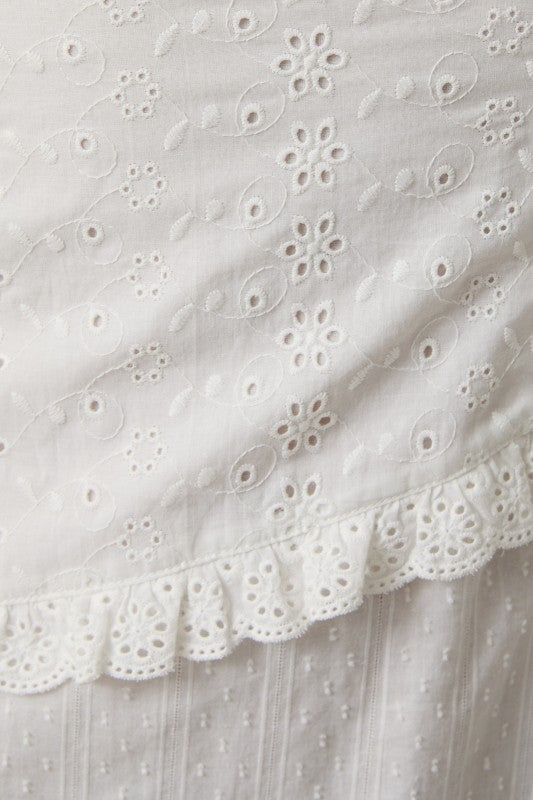 Eyelet Lace White Midi Dress