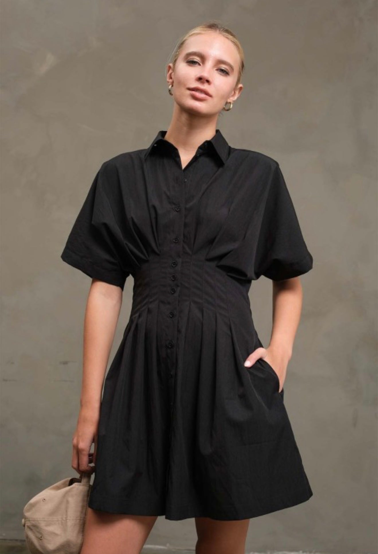 Black Waist Tapered Dress