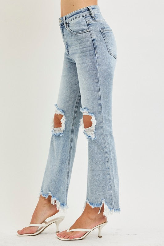 Risen Light Wash Crop Straight Leg Jeans