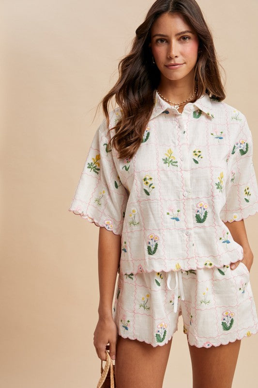 Annie Floral Embroidered Shorts