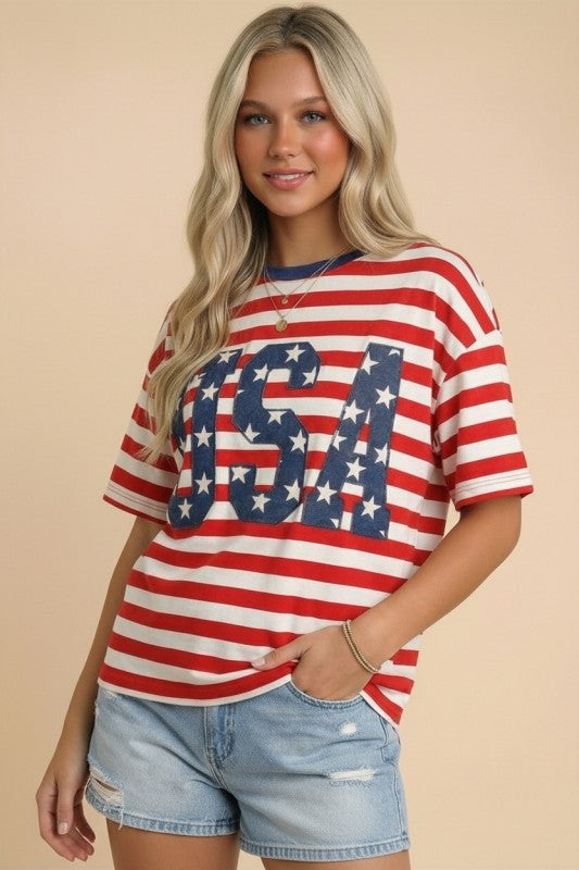 USA Relaxed Stripe Tee