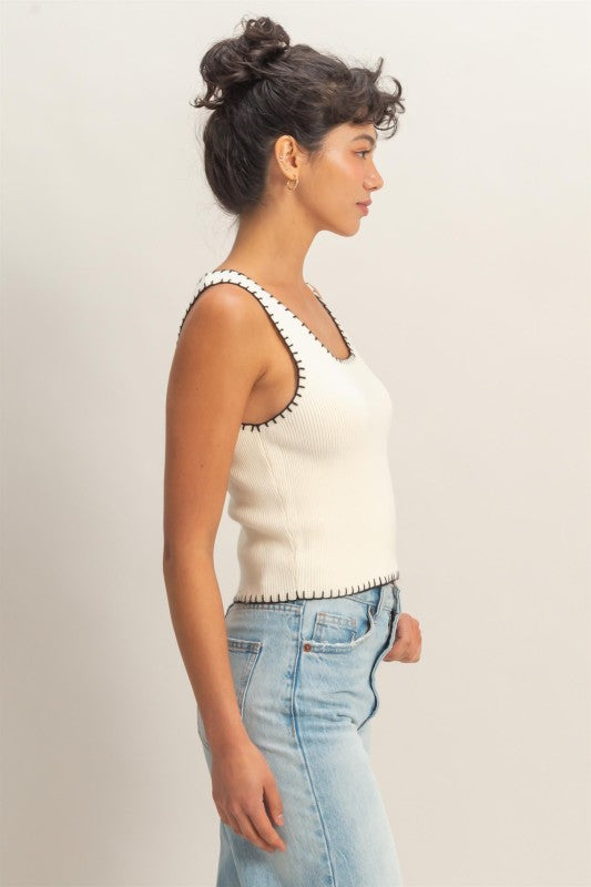 Black Stitch Knit Tank