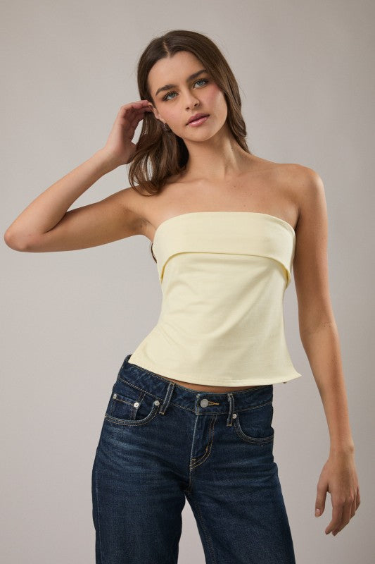 Butter Strapless Fold Over Tube Top