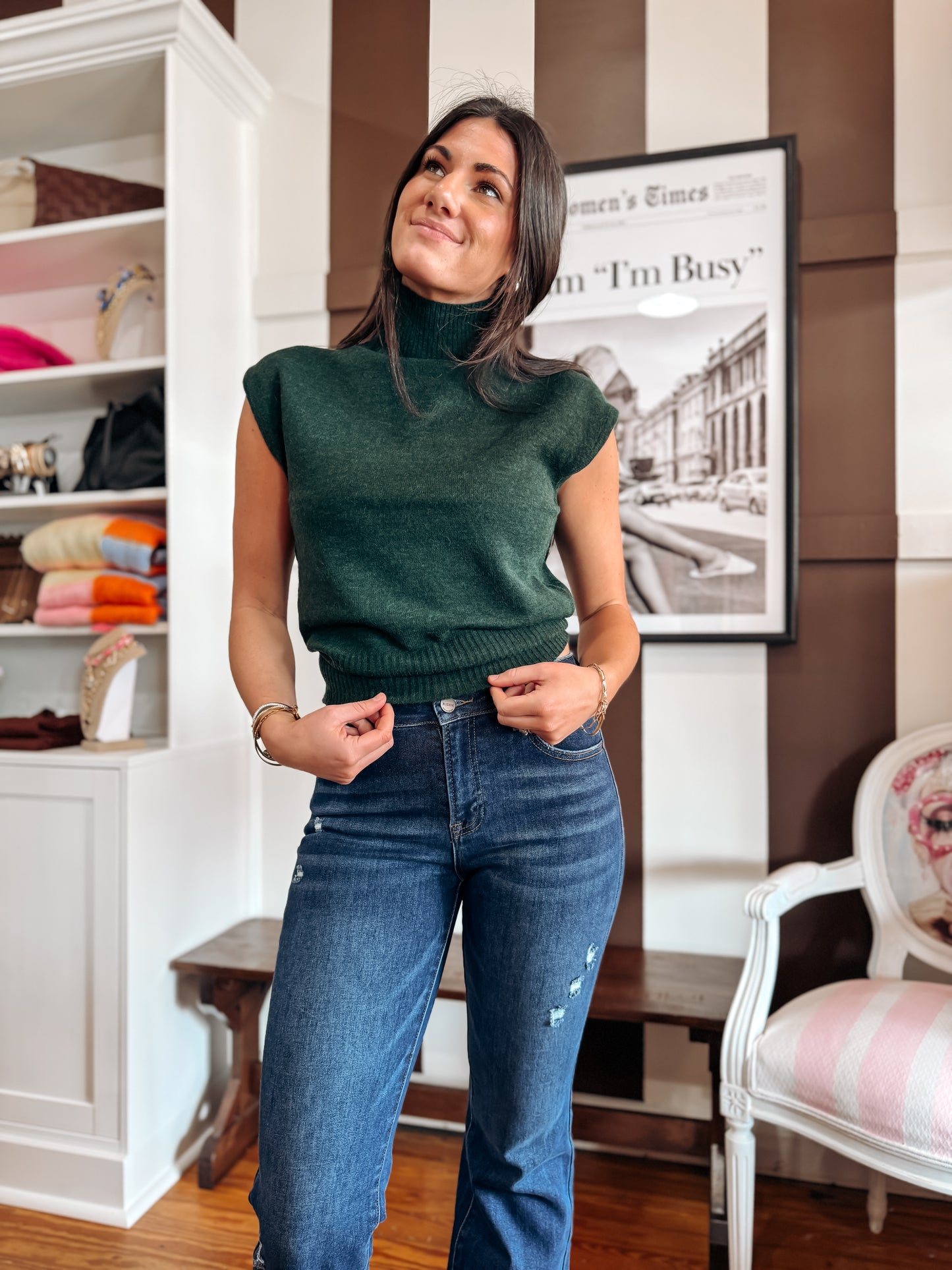 Forest Green Sleeveless Sweater