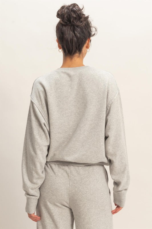 Heather Grey Raw Hem Sweatshirt