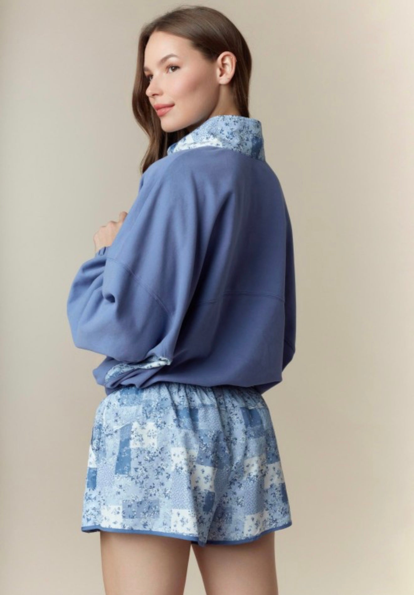 Blue Floral Sporty Short