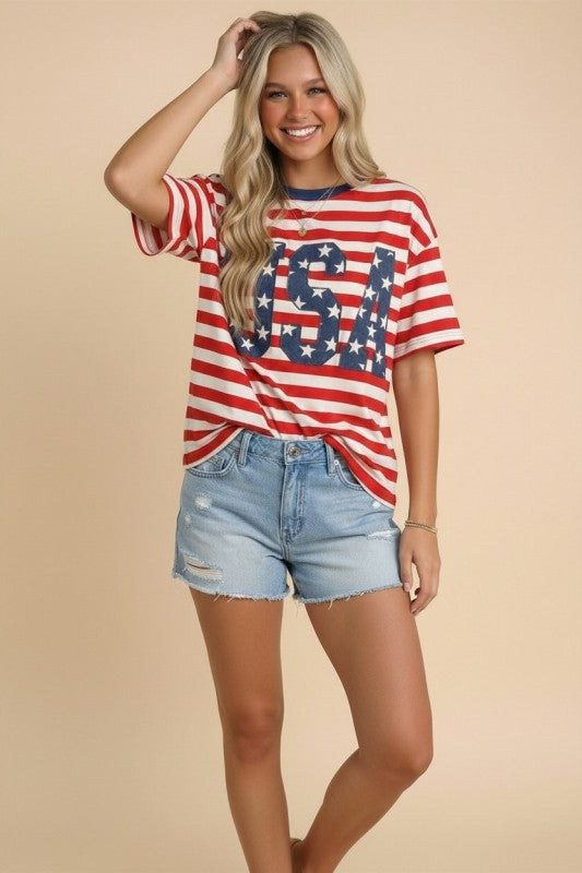 USA Relaxed Stripe Tee