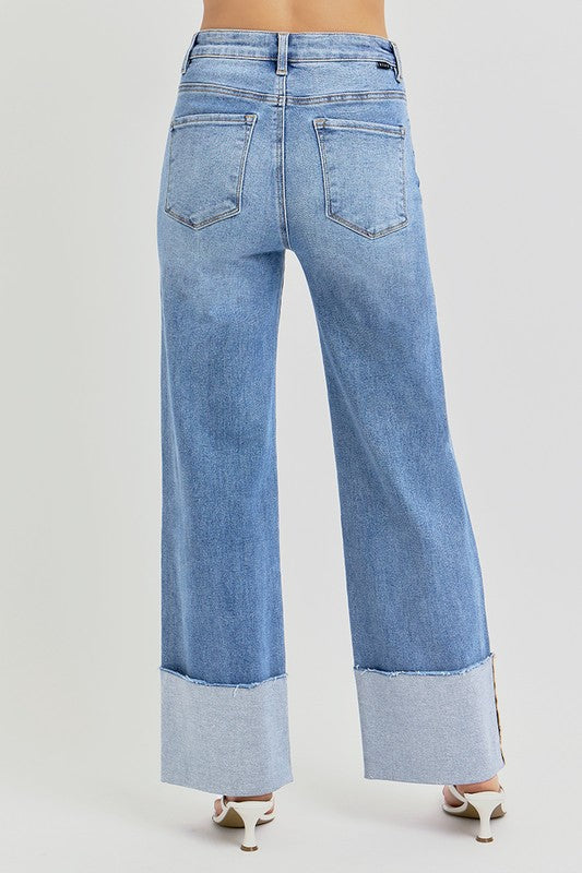 High Rise Wide Cuff Denim