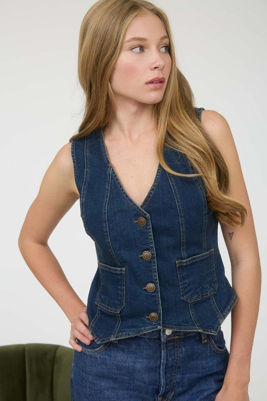 Dark Wash Denim Vest