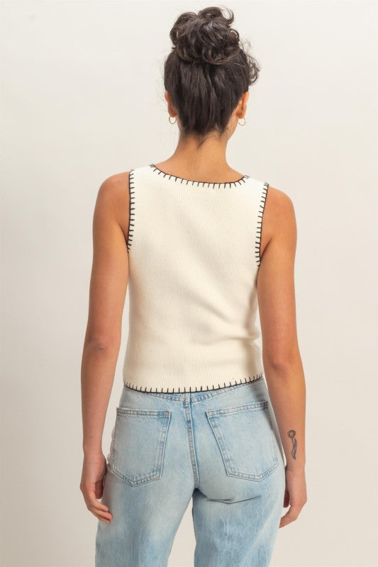 Black Stitch Knit Tank