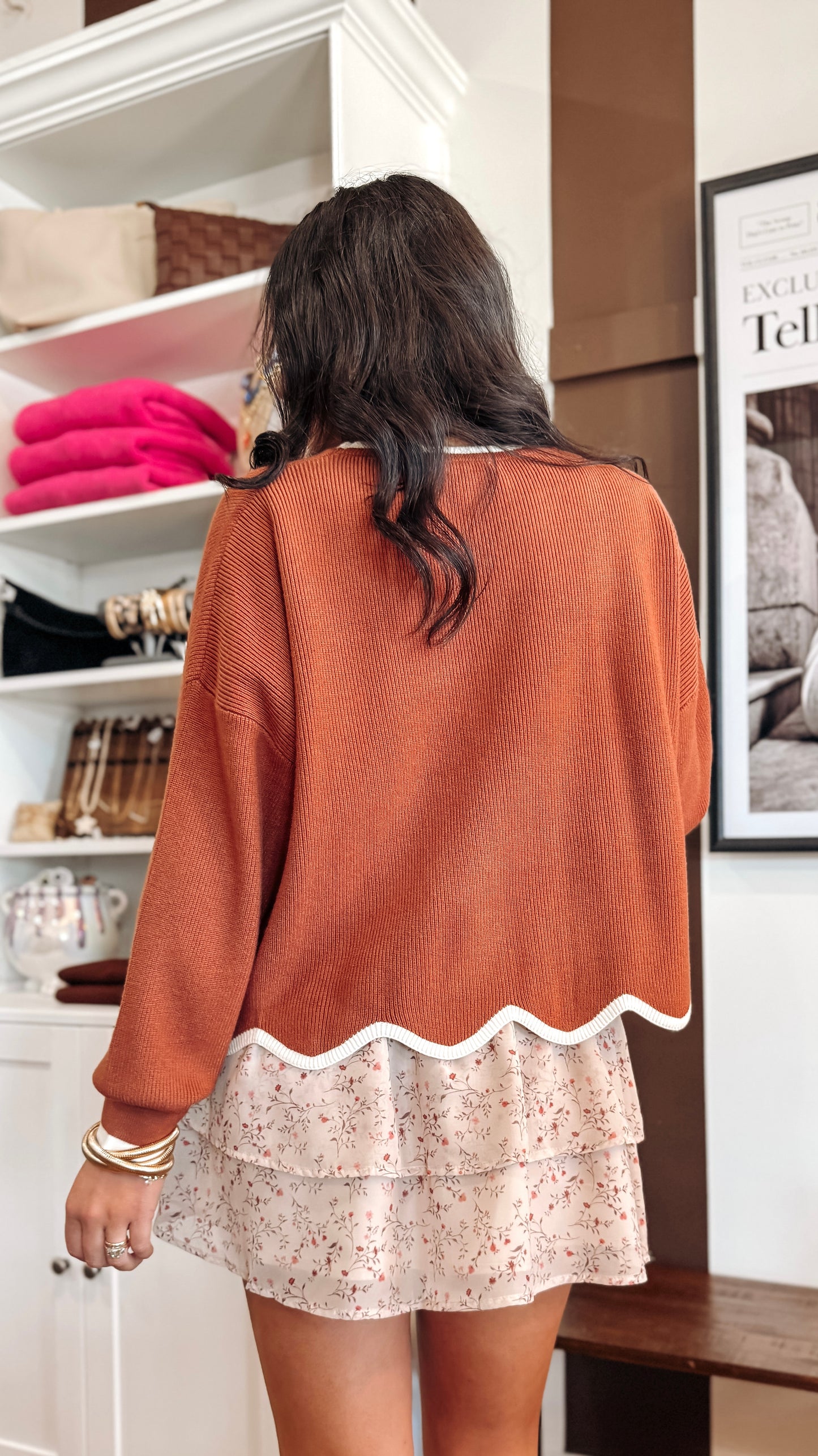 Cinnamon Cream Scalloped Sweater