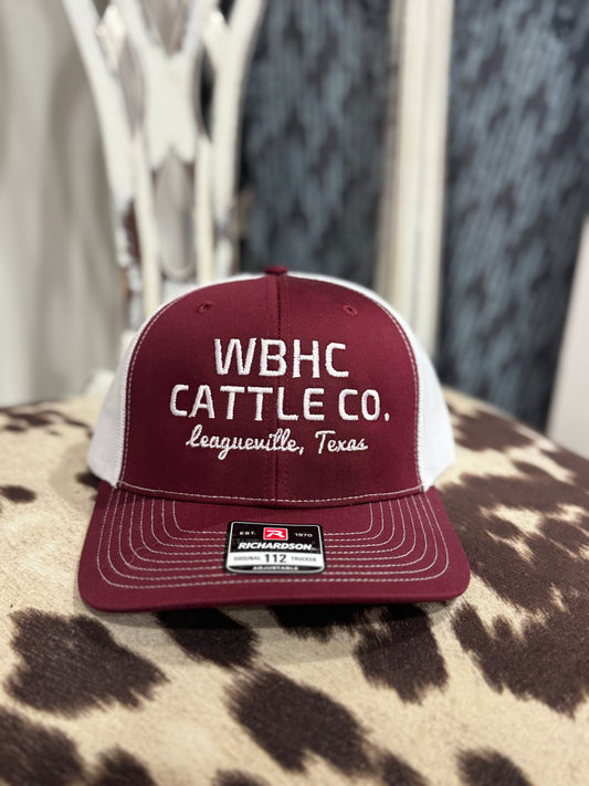 Maroon WBHC Cattle co. Hat