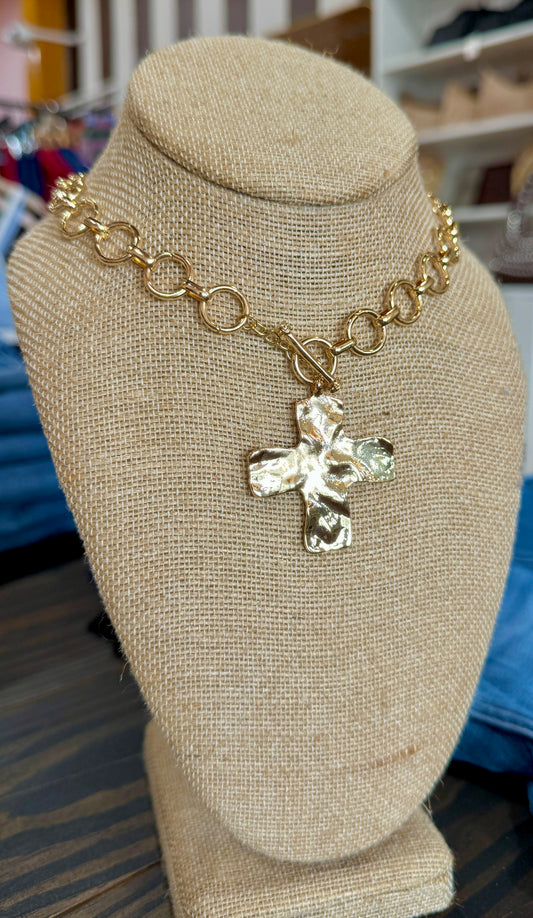 Lariat Gold Cross Necklace