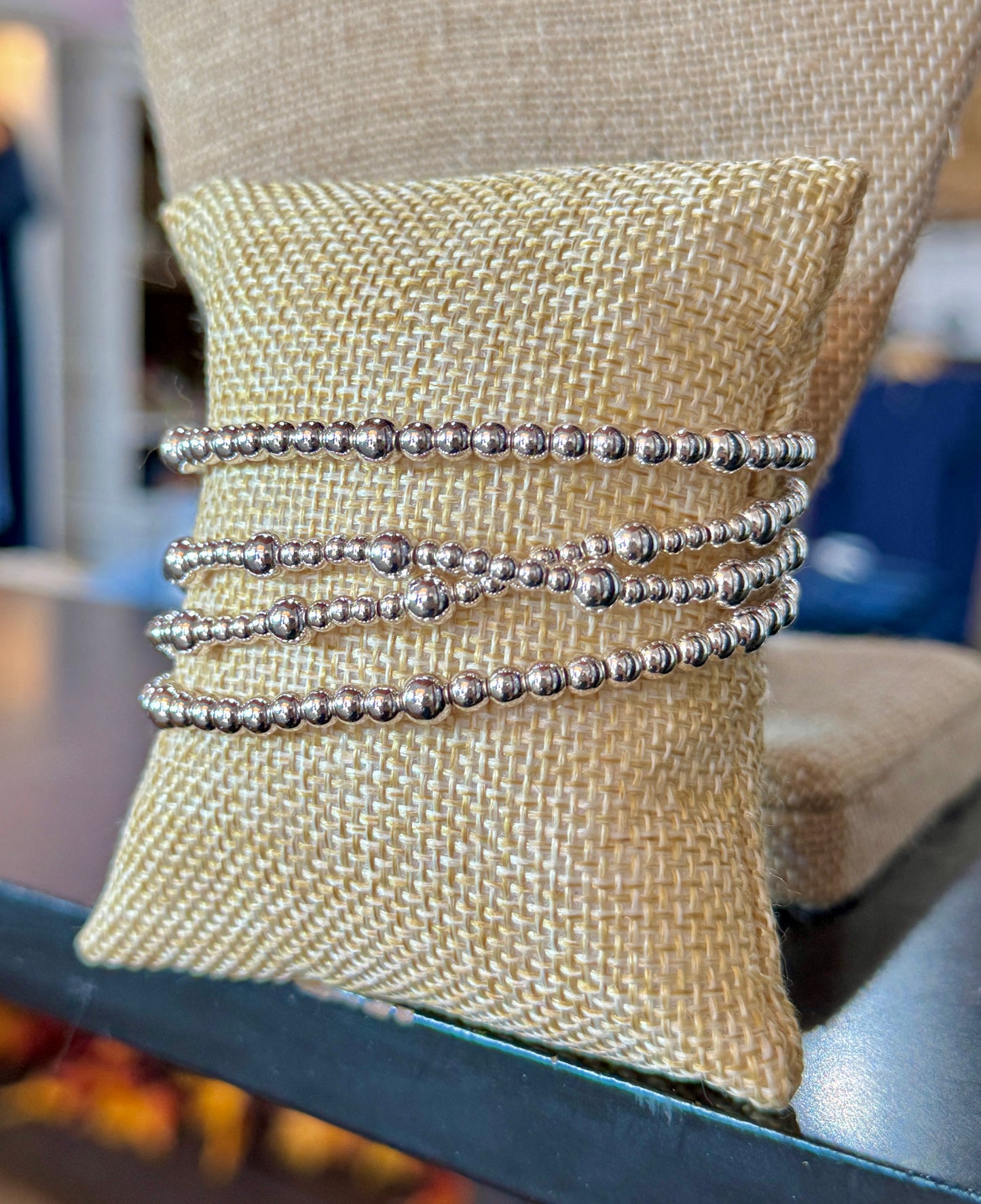 Silver Bead Bracelet Set