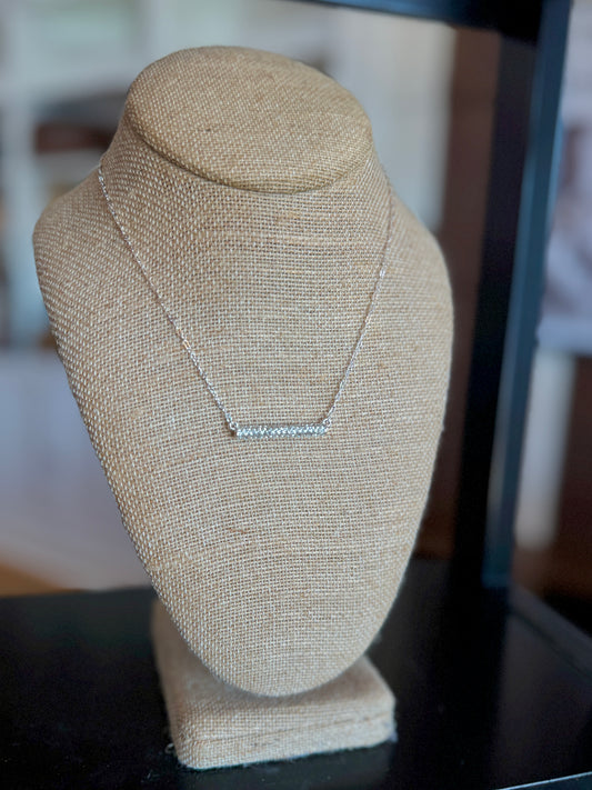 Silver Rhinestone Bar Necklace