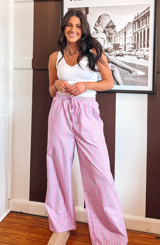 Lavender Stripe Boxer Pant