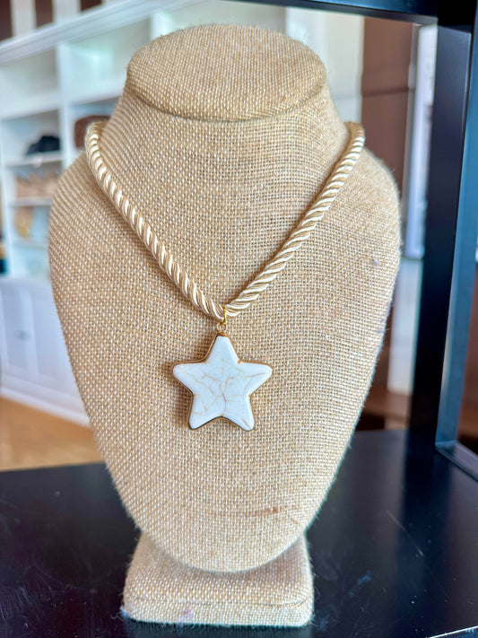 Marble Gold Rope Necklace