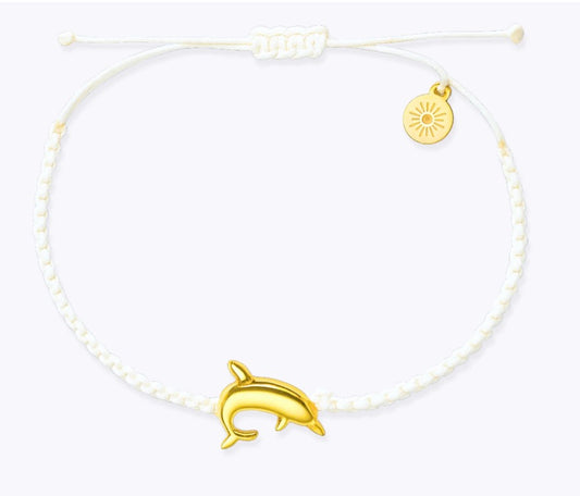 Gold and White Dolphin Bracelet