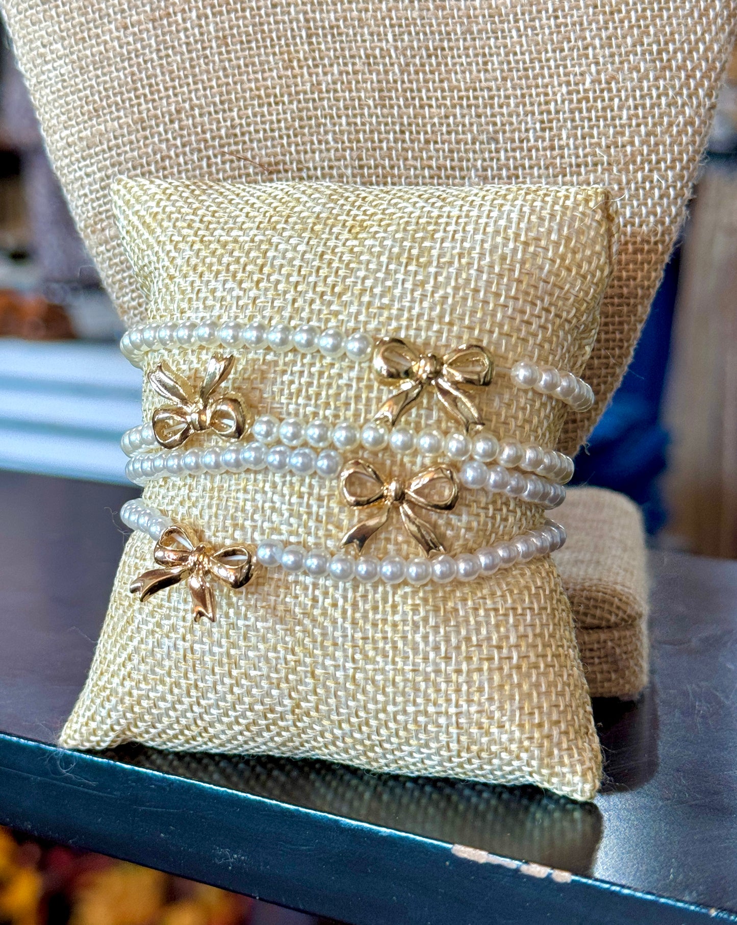 Pearl Gold Bow Bracelet