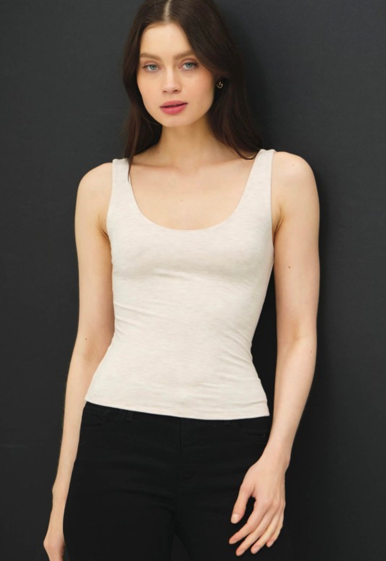 Oatmeal Scoop Neck Tank