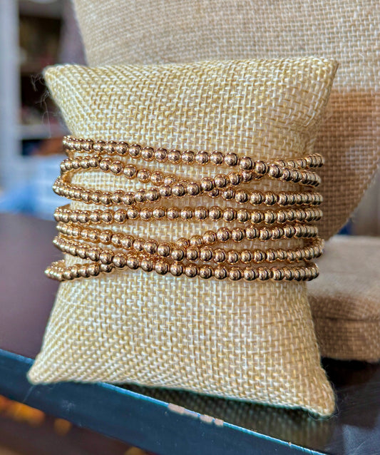 Gold Small Bead Bracelet Set